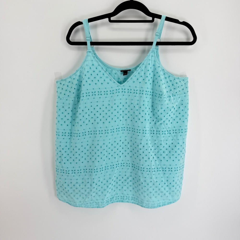 Torrid Aqua Blue Eyelet Embroidered Cami Cottage Beach Tank Top Size 1 XL